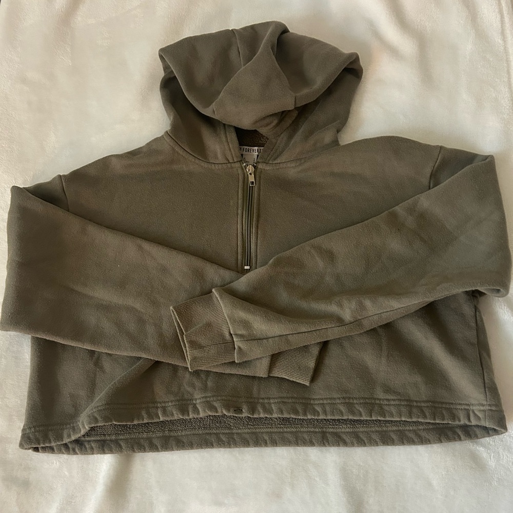Olive Green Cropped Quarter Zip